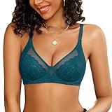 Avidlove Sexy Bras for Women Mesh Lace Bra with Underwire Unlined Bras Everyday Lingerie Blue Green
