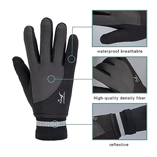 Ottershell Waterproof Winter Gloves For Men | Touch Screen Compatible | Perfect For Running, Cycling, Hiking In Cold Weather (Grey, Medium) #TOP1