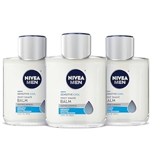 NIVEA MEN Sensitive Cool Post Shave Balm, Enriched with Chamomile and Seaweed Extracts, Alcohol Free After Shave Balm for Men, 3.3 Fl Oz Bottle, Pack of 3