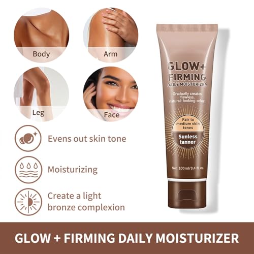 Image of Glow+Firming Self Tanner Body Lotion, Sublime Bronze Leg Makeup, Cover Up Makeup Waterproof No Transfer, Streak-Free Fake Tan, Fair to Medium Skin Tone