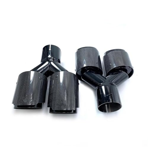 Tubo de escape coche puntas de carbono dobles universales 60mm a 76mm estilo Y para silenciador doble 5