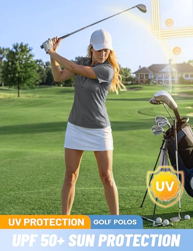 Image of TACVASEN Women's Golf Polo Shirts Short Sleeve UPF 50+ Sun Protection Golf Shirts for Women Quick Dry Collared Polos