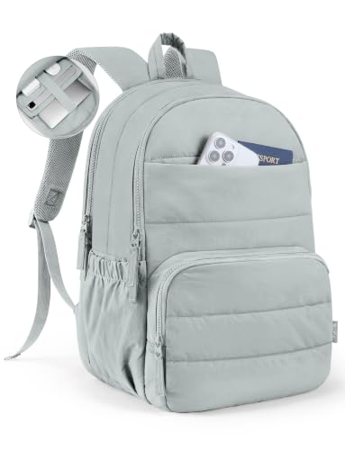 Image of Uselike Travel Backpack for Women, 15.6 Inch Laptop Backpack, Quilted College Bookbag, Cute Work Backpacks, Water Resistant (Dawn Grey)