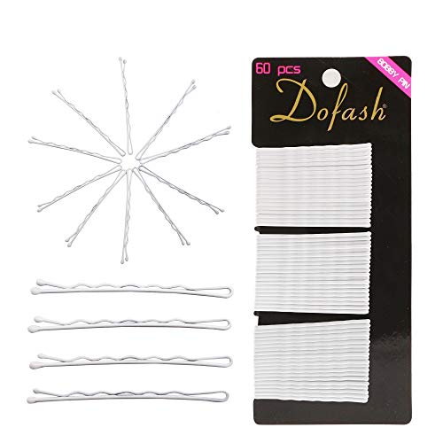 Dofash 5CM/2in Wavy Bobby Pins White Hair pins Metal Hair Grips for Women 60pcsWhite