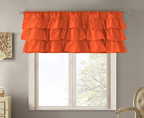 Kings Loft 1000 Thread Count, Orange Belle Valance Shabby Chic Style Single Curtain, 18"x84"