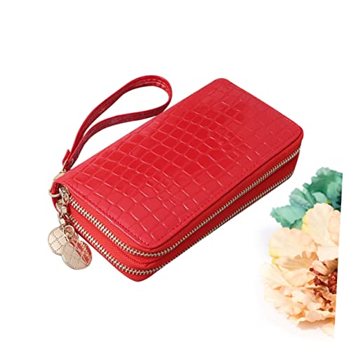 Portable Pu Leather Long Zipper Wallet for Women Large Capacity Patent Wallet Red for Cash Cards Coins and Phones Stylish and Functional Design2