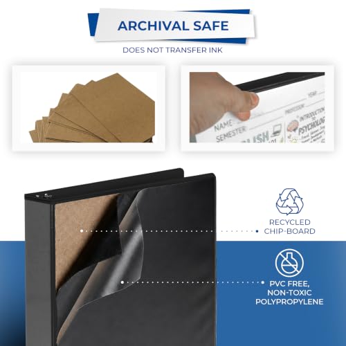 Image of Samsill Durable 1.5 inch 3 Ring Binder, D Ring Binder, 100% Recycled Chipboard, Black, 12 Pack