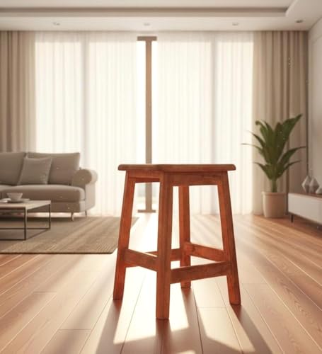 Image of Solid Sheesham Wood Stool for Sitting | Multipurpose Small Table for Home | Wooden Sofa Side End Table for Living Room (Natural Finish, 30x30x50 CM)
