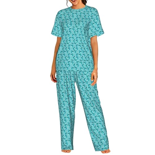Pyjama requin lunettes de soleil femme vêtement de nuit manches courtes