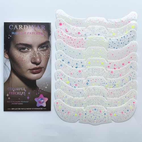 Image of 24 Pcs Glitter Freckles Temporary Tattoos, Waterproof Gold Face Stickers for Festival Makeup