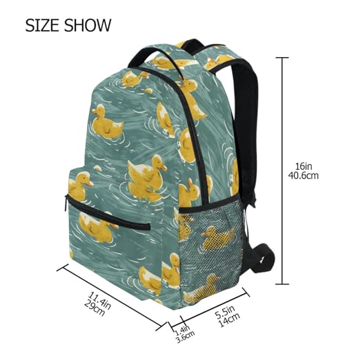Cute Yellow Duck Animal Water Backpack for School Boys Girls Adults Kids Bookbag Laptop Bag 15L4