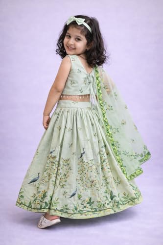 Image of Delima Fashion Girls Printed Lehenga Choli Set with Dupatta | Kids Ethnic Wear for Wedding, Festival & Party | Lightweight Traditional Outfit for Girls