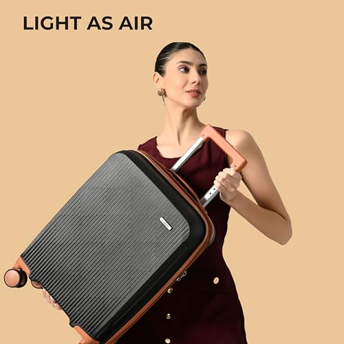 Image of CAGE 8 Wheels Trolley Bag Hard Case Polypropylene 360 Degree Wheeling System Luggage, Trolley Bags for Travel, Suitcase for Travel (Clay Carbon, Check-in | 77 cm | Large)