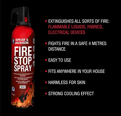 Spear and Jackson - 3 x 750g Fire Stop Spray - For Home, Kitchen, Car, Caravan, Camping - 10 in 1 fire extinguisher - Non-toxic, eco friendly and stain-resistant - Image 4