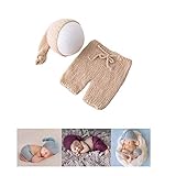 Vemonllas Fashion Cute Newborn Boy Girl Baby Costume Outfits Photography Props Hat Pants (Beige)