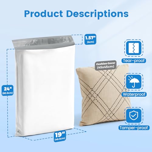 Image of Metronic Poly Mailers 19x24 500PC Large Shipping Bags for Business White | Heavy Duty Shipping Envelopes Bulk Strong Adhesive Self-Seal Poly Mailing Bags packaging bags for E-Commerce Online Sellers