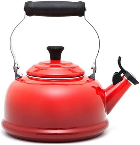 Miniatura 2 de Esmalte en acero de 1.8 cuartos de galón. Hervidor de té silbante clásico Color: cereza