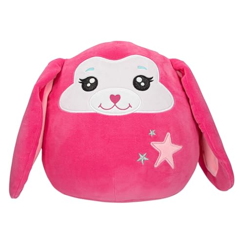 Depesche 13044 Ylvi Swoppies - Kuscheltier Hase in Pink, mit Leuchteffekt, Stern und langen Schlappohren, ca. 30 cm großes Plüschtier