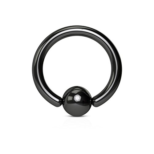 PiercedOff titanio negro ceja la oreja o para el borde de Auriculares de anillo bqr 16GA (1,2 mm x 8 mm) Cover