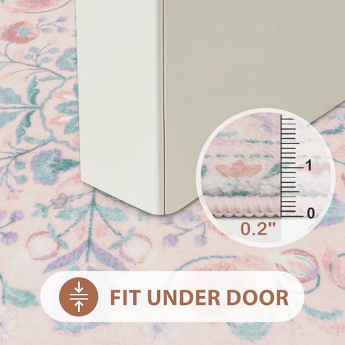 Uphome Bathroom Rug Runner Pink Floral Bath Mats Vinatge Ultra Soft Non Slip Bathroom Rugs Machine Washable Boho Farmhouse Medallion Shower Rug for Sink Tub Entryway, 18x47 inch by Uphome - Image 4
