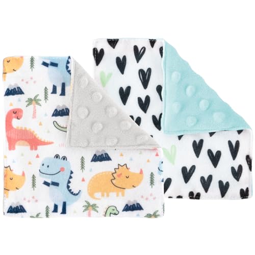 Image of S&T INC. Aura Crinkle Squares Baby Toys, 6 Inch x 6 Inch, Dinosaur Hearts, 2 Pack