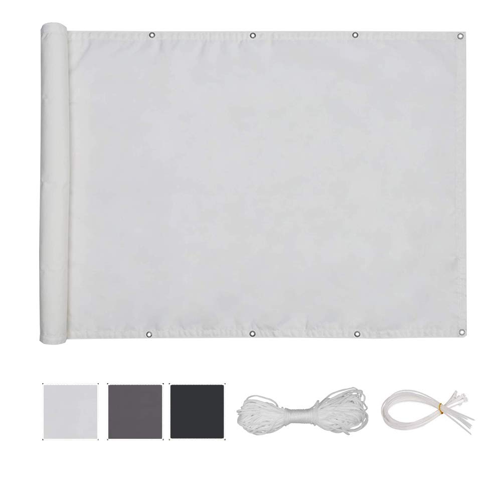 Frangivista per Il Balcone, Ldrorepellente e Resistente agli Strappi, Resistente a Los rayos UV, per Giardino, Balcone - Bianca 125x850cm