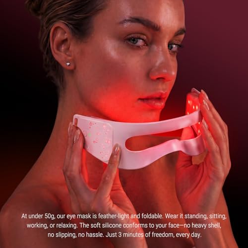Image of Red Light Therapy Mask - Red Light Therapy for Eyes with 3-Minute, 4 Wavelengths, Targets Wrinkles, Fine Lines, Dark Circles & Eye Bags, Women Men for Home & Travel (Pink)