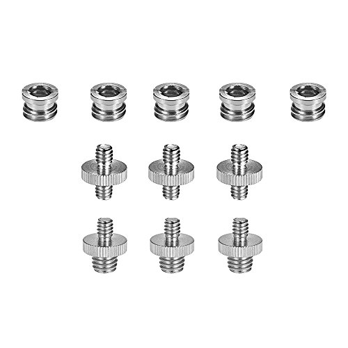Akozon Juego de Montaje de Adaptador de Tornillo de 1/4" a 3/8" 3 Tornillos Macho a Macho para 5 Casquillos Reductores para Trípodes, Monopiés y Accesorios de Cámara