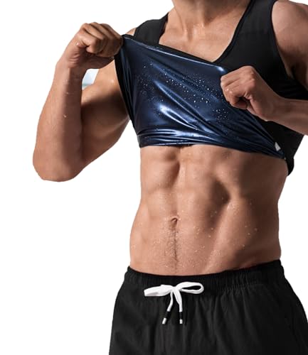 LELTLIMH Sauna Sweat Suit Vest Waist Trainer Men Black LXL