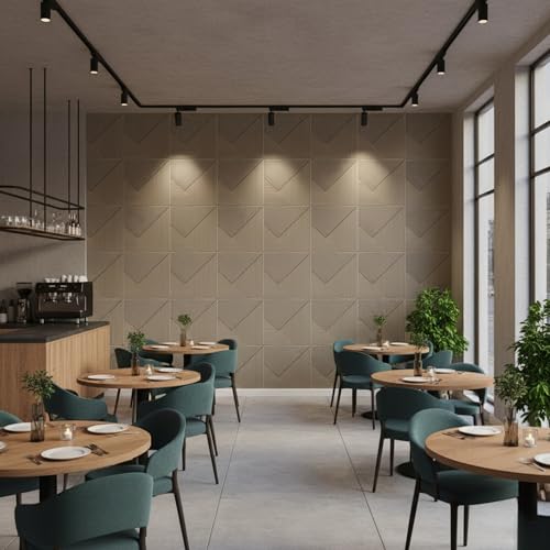 Image of Kayra Decor Wall Panels for Bedroom - PVC Fluted Design Mega Graige Color 19.7 inch x 19.7 inch (Pack of 40) - Covers 107.80 Sq. Ft.