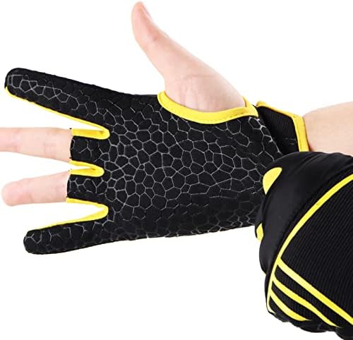 MULESID Lycra Breathable Bowling Gloves Thinsulate Cycling Gloves Ultrafiber Roller-Skating Fitness Gloves for Men & Women (Yellow, L/XL)