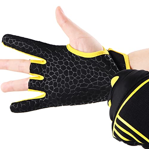 Mulesid Lycra Breathable Bowling Gloves Thinsulate Cycling Gloves Ultrafiber Roller-Skating Fitness Gloves For Men & Women (Yellow, L/Xl) #TOP27