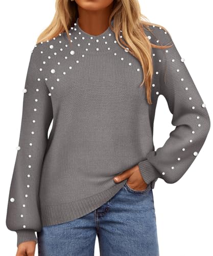 Image of RITERA Womens Plus Size Sweaters Pearl Long Sleeve Casual Pullover Warm Jumper Knit Tops XL-5XL