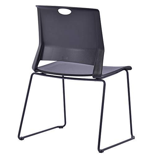 Sidanli SDL001BLK-BLACK SHELL BLACK FRAME Stacking Chairs Stackable Waiting Room Chairs Conference Room Chairs-Black thumb #4
