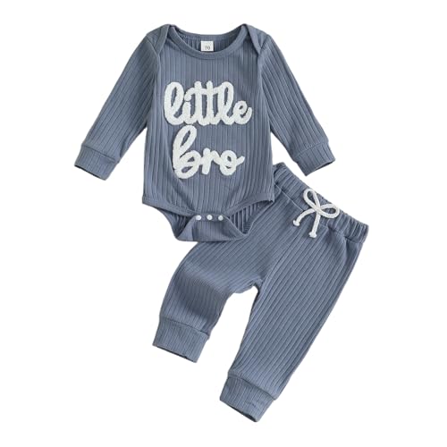 pengnight Newborn Baby Boy Clothes Long Sleeve Little Bro Romper Bodysuit Pants Set Fall Winter Outfits 0 3 6 9 12 Months