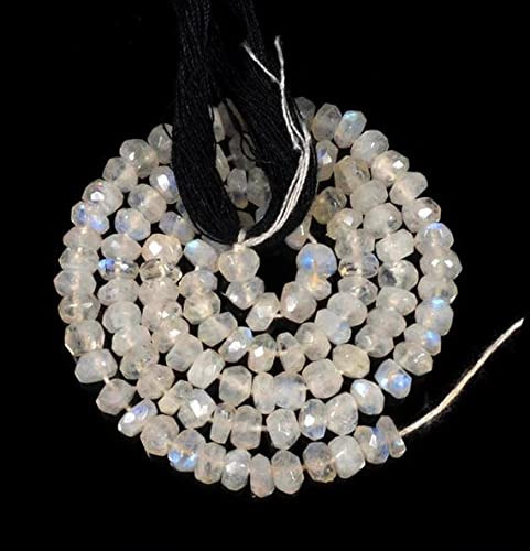 Pierre de lune facettée fil perles 4mm rainbow moonstone pour création de bijoux