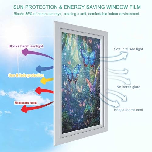 Película decorativa de privacidad para ventana azul miniatura 6