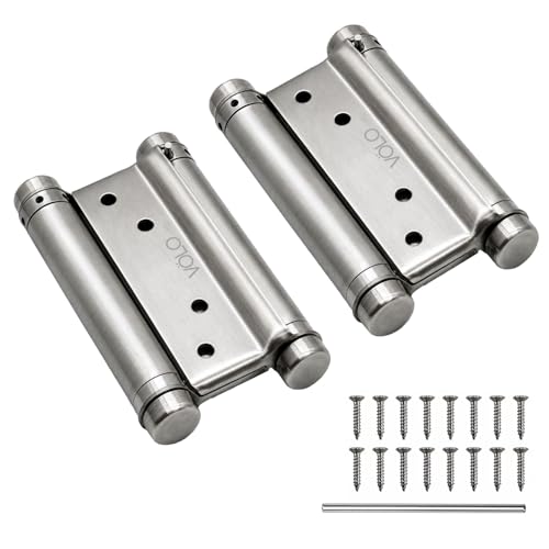 Image of Volo Double Action Hinge Saloon Door Hinges /Swinging Door Hinges Heavy Duty Self Closing with Screws (Pack of 2 Pcs.) (Stainless Steel 4 inch)