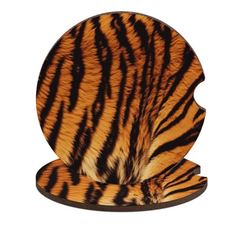 Portavasos de Madera con Diseño Tigre 2.6" 2 Unidades miniatura 1