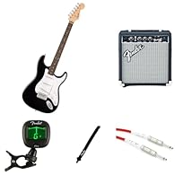 1 of Fender Squier Debut Series Stratocaster Electric Guitar, Beginner Guitar, with 2-Year Warranty, Black (Amazon Exclusive) 1 of Fender Frontman 10G, Combo Guitar Amp, 10W, Small Practice Amp, Suitable for Electric Guitar, Black/Silver 1 of Fender ...