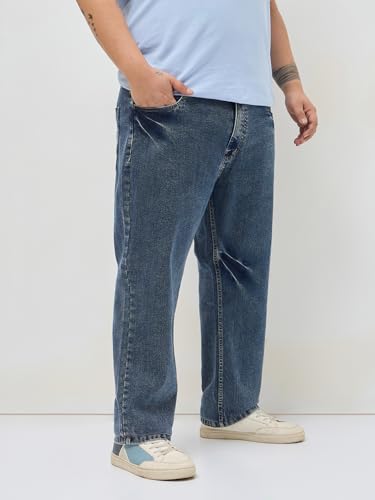 Image of Urbano Plus Men's Regular Fit Heavy Washed Denim Jeans Stretchable