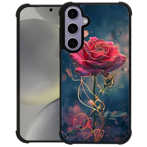 Coque Galaxy S24 avec coins antichoc et design roses brillantes