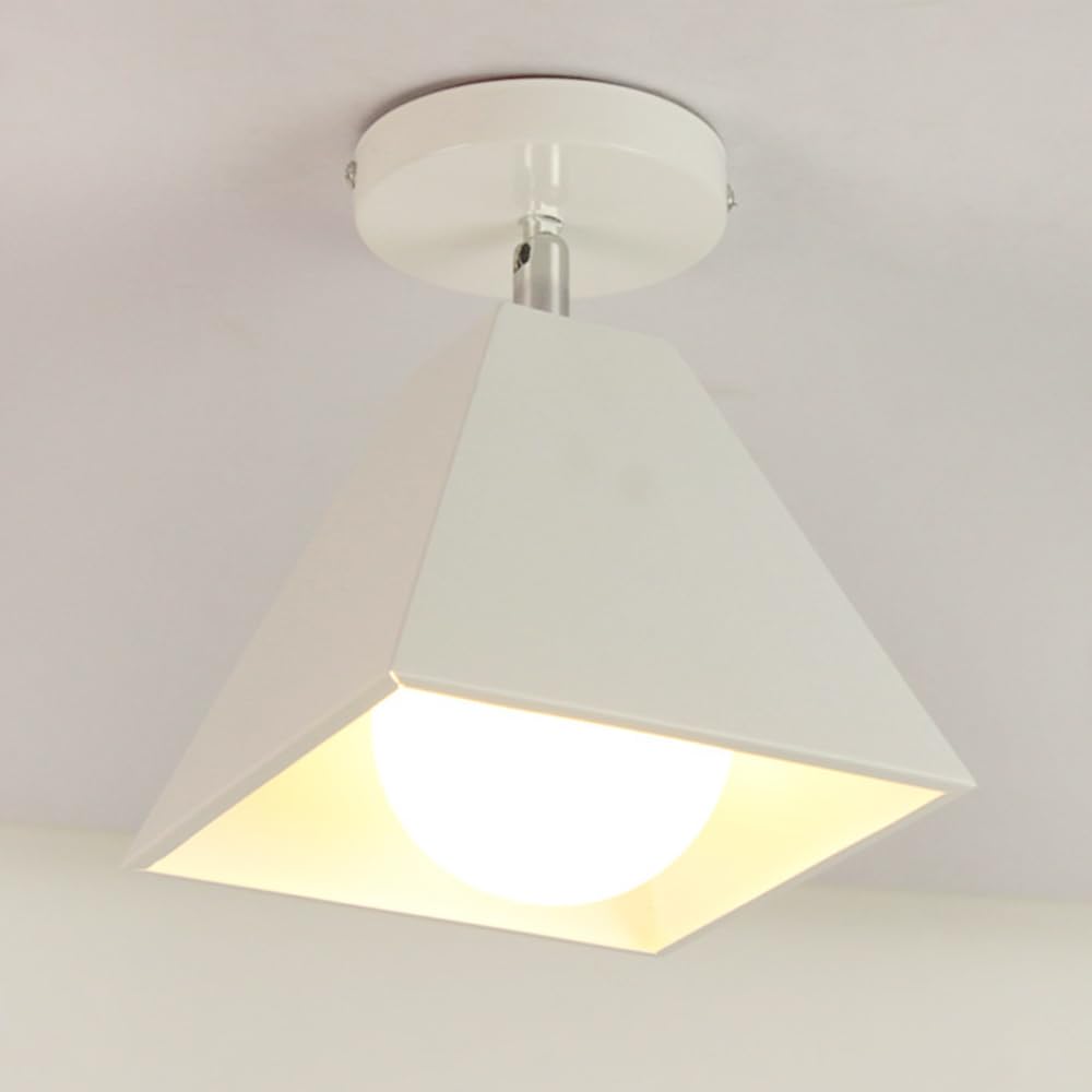LYMSXAZOU Hallway Light, E27 Semi Flush Mount Chandelier, Modern Colored Metal Ceiling Light Fixtures, Kitchen Fixtures for Bedroom Garage Bathroom Balcony Corridor Stair Aisle Lamp(Color:White)