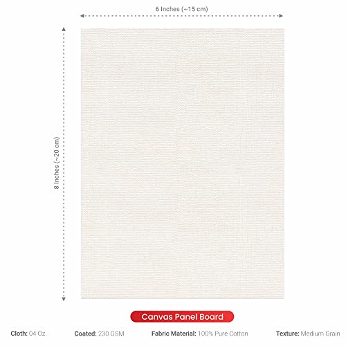 Image of Scholar Art Hobby Series 04 Oz (230 GSM) 100% Cotton Canvas Panel Board for Painting (White Blank Canvas Boards for Acrylic Paint, Oil Paint, Wet & Dry Media) | 06 inchx08 inch (15x20 cm), Pack of 4