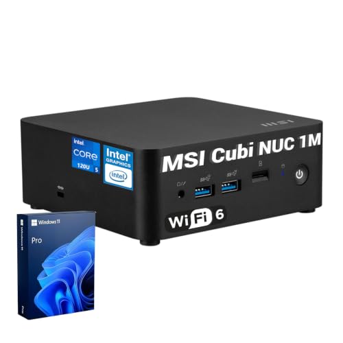 Image of MSI Cubi NUC Intel Core 5 120U Business MFF Desktop, 16GB DDR5 | 256GB SSD | Support 4-Monitor 4K, Thunderbolt 4, MicroSD Card Reader, Ethernet, HDMI, Bluetooth, Wi-Fi 6, Windows 11 Pro, Black