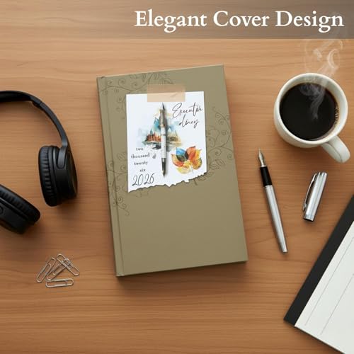 Image of TULMAN 2026 Diary Hardcover Design Everyday Notebooks (22x14 cm), Best for Study Planner, Personal Journal, Business Planning & Stationery Lovers - muted brown - 2 Pack