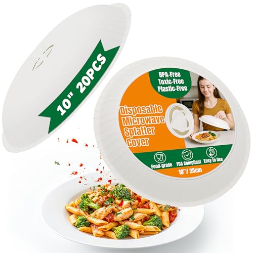 Fainwerz Microwave Splatter Cover,Disposable Microwave Cover,Paper Microwave Cover for Food, BPA-Free & Non-Toxic,10 Inch,20 Pack