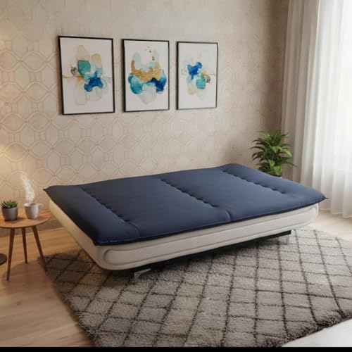 Image of Torque Siesta 3 Seater Sofa Cum Bed for Living Room & Bedroom | Premium Blue Suede Fabric Foldable Sofa Bed | 6 x 4 Ft Sleeping Sofa | Space Saving Convertible Couch for Home & Guests