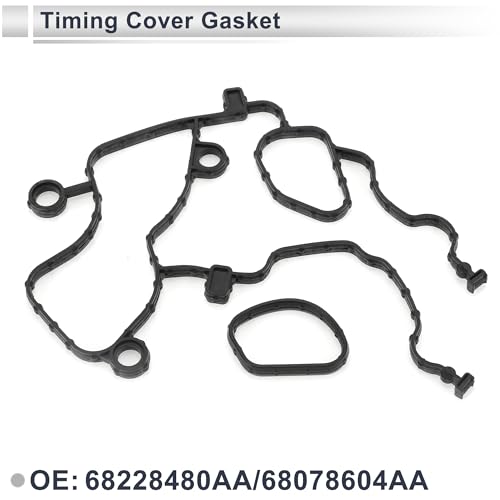 Image of Timing Cover Gasket for Chrysler for Dodge 3.6L V6 Long-lasting Sealing Chain Case Cover Gasket Kit No.68228480AA /68078604AA Rubber 1 Set