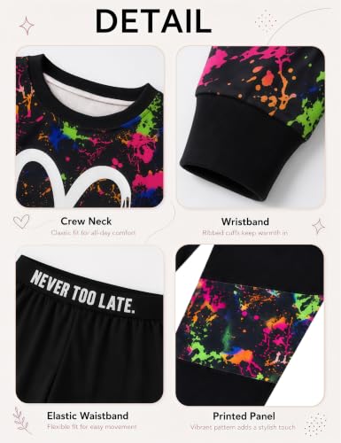 Image of Girls 2 Piece Outfits Kids Clothes Sets Sweatsuit Tracksuit Jogger Print Long Sleeve Sweatshirts Sweatpants 4-13Y